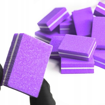 MINI BLOK POLERSKI DO PAZNOKCI BUFFER POLERKA 100/180 FIOLETOWY - 50 SZT