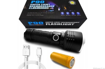 MOCNA LATARKA TAKTYCZNA LED XHP90 ZOOM USB BALONG