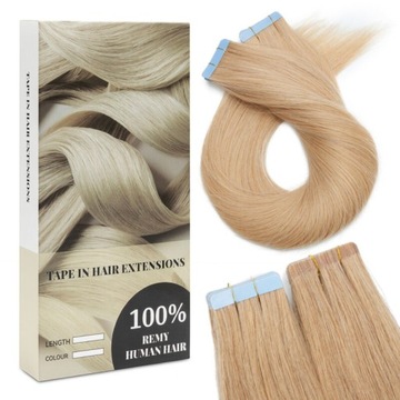 #24 WŁOSY NATURALNE TAŚMA NA 20 Taśm 40CM KANAPKI