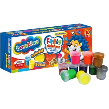 FARBY PLAKATOWE BAMBINO BROKAT 10 KOLORÓW x 20 ml