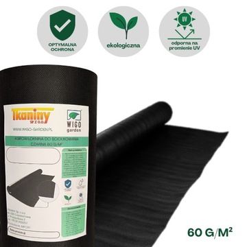 Agrowłóknina czarna Polska UV 60g/m2 160cm 50mb