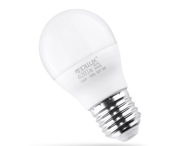 SOLLUX Żarówka LED kulka E27 3000K CIEPŁA 7,5W 620lm