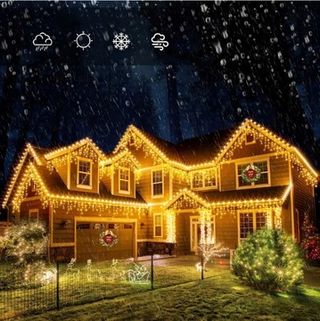 LAMPKI OZDOBNE ŚWIĄTECZNE SOPLE 300 LED 12M ZEWNĘTRZNE ŚWIATEŁKA ŚWIĄTECZNE
