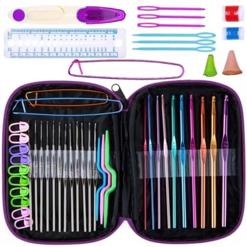 Zestaw do szydełkowania szydełko etui 0,5-6,5 50el