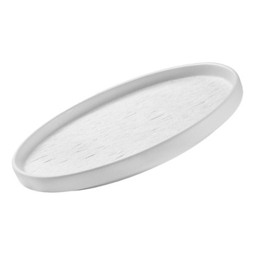 TALERZ DESEROWY CERAMICZNY 21CM BIAŁY PODSTAWKA DEKORACYJNA FAKTURA BETONU