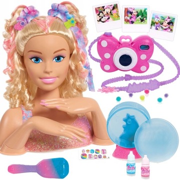 BARBIE LALKA GŁOWA DO STYLIZACJI DELUXE TIE DIE+GRATIS APARAT FOTOGRAFICZNY