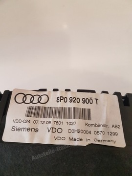 AUDI A3 8P 1,6 BSE 8P0920900T PŘÍSTROJOVÁ DESKA BUDÍK VDO BENZÍN EVROPA ORIGINÁLNÍ