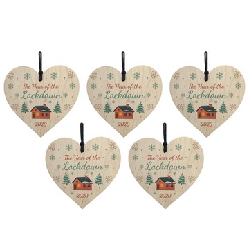 Drewniane ozdoby świąteczne roku blokady wiszące bombki w stylu serca 2