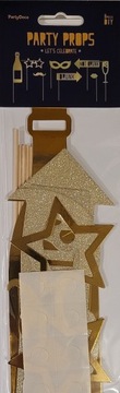 Gadżety do fotobudki PartyDeco złote 8 sztuk DIY