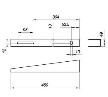 Ручка кондиционера, нержавеющая сталь 1Б-45х5