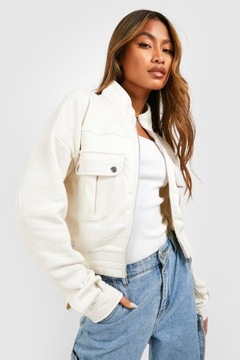 BOOHOO BIAŁA ROZPINANA BLUZA KIESZENIE STÓJKA IW2 NG6__XL
