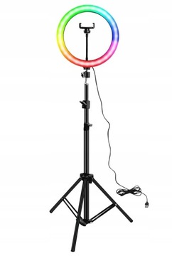 СВЕТОДИОДНАЯ КОЛЬЦЕВАЯ RGB ЛАМПА СО ШТАТИВОМ ДЛЯ ФОТО И ВИДЕО СЕЛФИ МАКИЯЖА