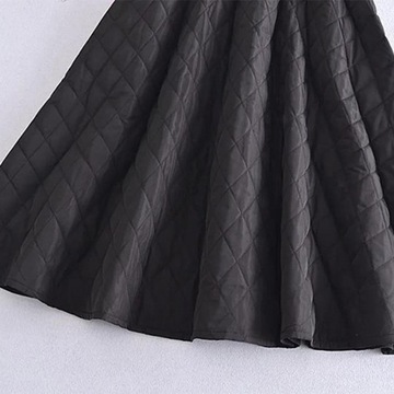 Damska spódnica puchowa z kieszenią, wiatroszczelna linia A, jesienno-zimowa Maxi czarna
