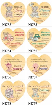 Podziękowania dla gości KOMUNIA na CHRZEST I ROCZEK URODZINY magnes 10 szt.