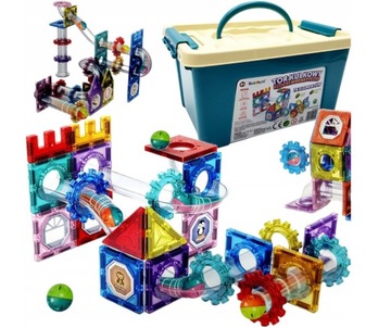 Klocki magnetyczne Tor kulkowy 78 elementów w pudełku NORIMPEX