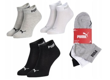 Skarpetki PUMA 3PAK zakostki/QUARTER multi r. 43/46 białe,szare,czarne 3szt