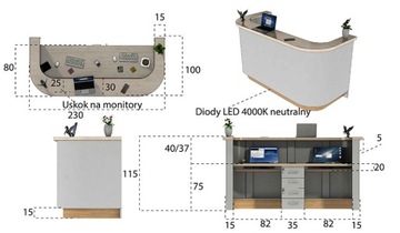 Рецепционная стойка R120 KLEJONKA LED 230x100см