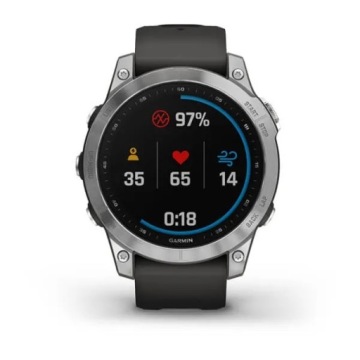 Часы Garmin Fenix ​​7 Standard Edition (47 мм) Серебристый/графитовый ремешок