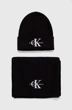 Calvin Klein Jeans czapka i szalik bawełniany kolor czarny K50K511199
