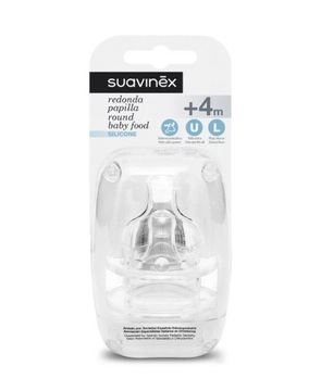 Соски Suavinex для бутылочек круглой формы + поток 4м 2 шт для плотных.
