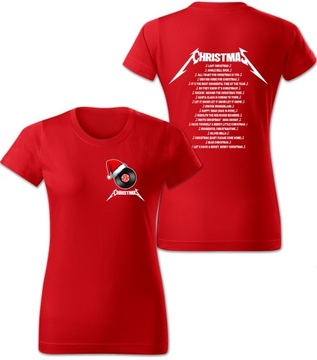 KOSZULKA T-SHIRT CZERWONA DAMSKA PREZENT NA ŚWIĘTA ŚWIĄTECZNE PIOSENKI M