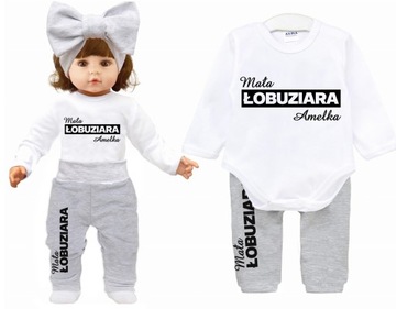Komplet body spodnie Mała ŁOBUZIARA IMIĘ 92