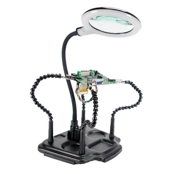 Trzecia Ręka Do Lutowania ZD-11M-2 LED Uchwyt Montażowy Z Lupą 4-Ramienny
