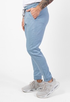 Spodnie joggery męskie niebieskie – jeansowe z lycrą Tres Amigos Wear