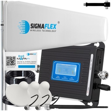 ZESTAW WZMACNIACZ 65dBi SYGNAŁU TELEFONU GSM INTERNETU 4G LTE + ANTENY 10m