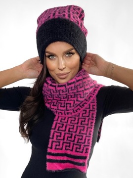 ЖЕНСКИЙ КОМПЛЕКТ ШАПКА БИНИ ШАРФ ШАРФ БОЛЬШОЙ ТЕПЛЫЙ КОМПЛЕКТ ДЛЯ ЗИМНИХ ЦВЕТОВ