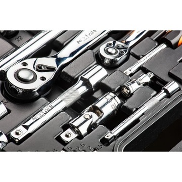 NEO Футляр для торцевых ключей, 77 шт. - Набор инструментов 1/4 дюйма + 1/2 дюйма