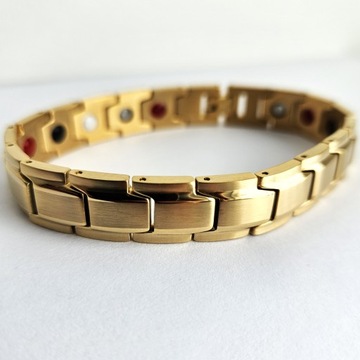 Bransoletka magnetyczna męska zdrowotna mocna ZŁOTA 20cm Prezent Versatile