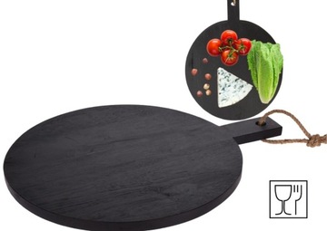 DESKA okrągła drewniana do serwowania, podstawka 50 cm duża