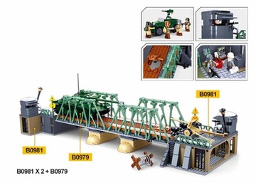 Кирпичи Битва на мосту Джип-ловушка Армейский БУНКЕР ПИСТОЛЕТ 2 шт. LEGO Оружие.