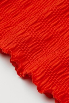 H&M Marszczona sukienka z krótkim rękawem elastyczna czerwona damska 34 XS