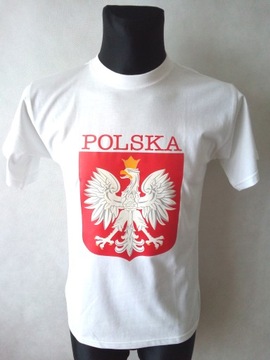 Koszulka POLSKA duży orzeł bawełniana biała XS