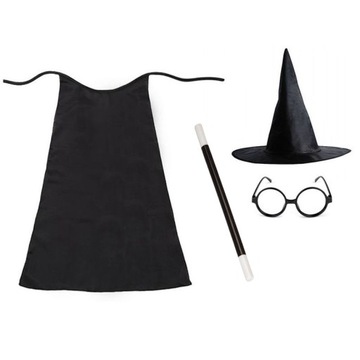 STRÓJ MAGIK CZARODZIEJ HALLOWEEN CZARNY 4el