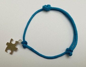 Turkusowa BRANSOLETKA sznurkowa puzzelek AUTYZM