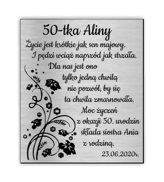 Tabliczka dedykacja do książki na Urodziny GRAWER