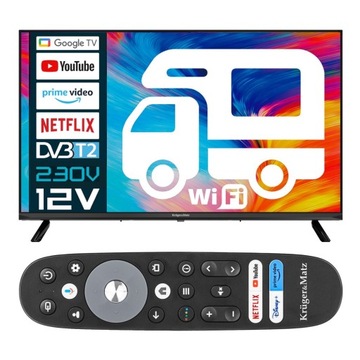 Telewizor SMART Google TV WiFi 32 cale HD HDR Youtube Prime Netflix 12V