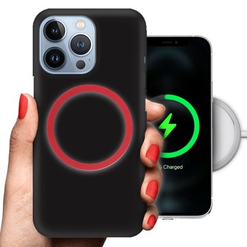 ETUI MATOWE MAGSAFE do IPHONE 13 PRO RING CZERWONY