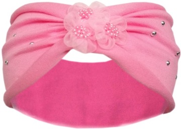 OPASKA DZIECIĘCA NIEMOWLĘCA TURBAN KWIATY PEREŁKI