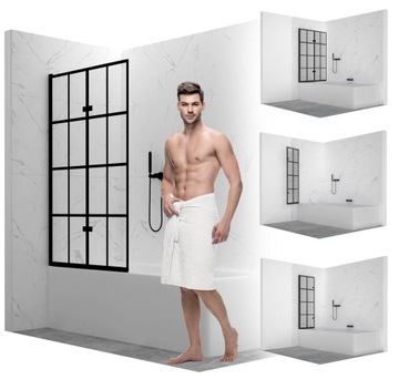 PARAWAN NAWANNOWY SKŁADANY 2-SKRZYDŁOWY CZARNA KRATKA 80CM TRANSPARENTNY