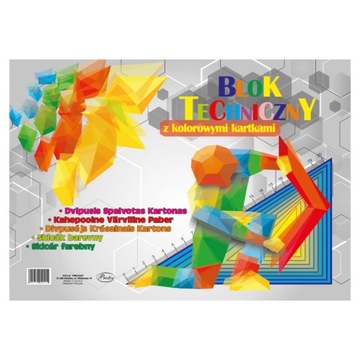 Blok techniczny kolorowy A3 szkolny 8 ark. Protos
