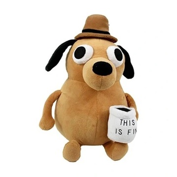 This Is Fine Meme Coffee Dog Plush Toy Soft S