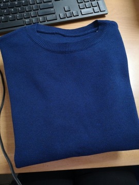 SHEIN dzianinowy granatowy komplet sweter z krótkim rękawem i spodnie M