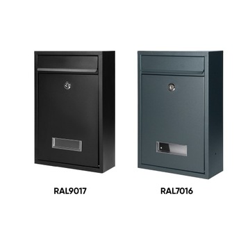 Почтовый ящик, большой почтовый ящик антрацит, СТАЛЬ