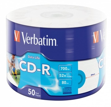 VERBATIM CD-R 700 МБ 52X ДОПОЛНИТЕЛЬНАЯ ЗАЩИТА SP*50 43787