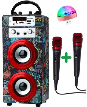 Głośnik przenośny Dynasonic E-025 Bluetooth AUX FM + 2x Mikrofon