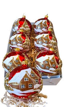 BOMBKI CHOINKOWE SZKLANE DEKOROWANE 10 cm.